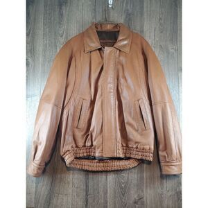 Vintage Bally Brown Leather Bomber Jacket‎ Size 40 Medium M RESTORED
